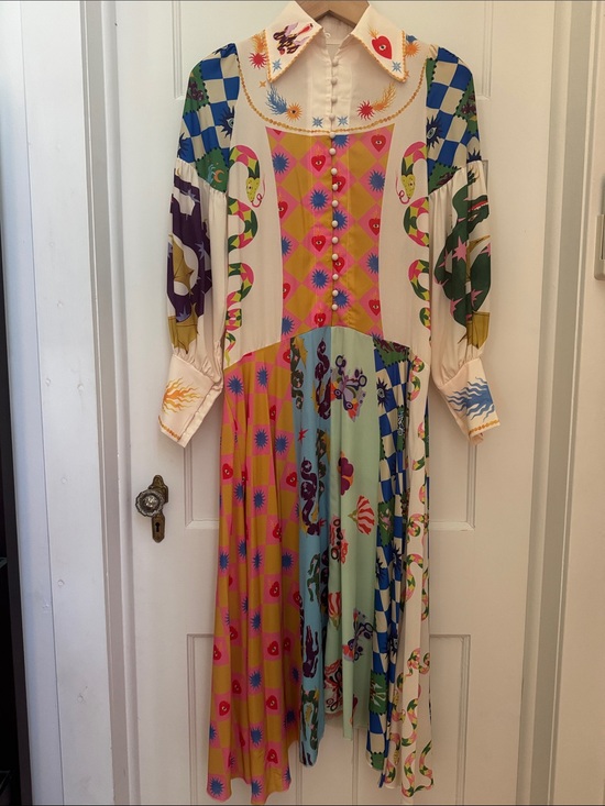 None Dresses & Skirts - Colorful Printed Maxi Dress with Patchwork Motifs